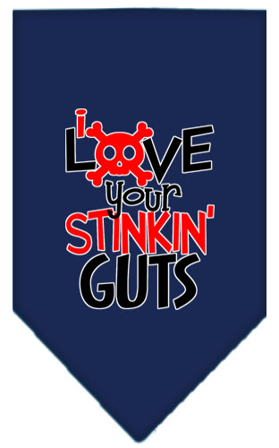 Love your Stinkin Guts Screen Print Bandana Navy Blue large